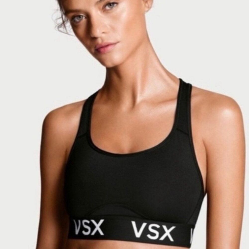 Victoria's Secret VSX The Player Signature Logo Black Racerback Sports Bra M